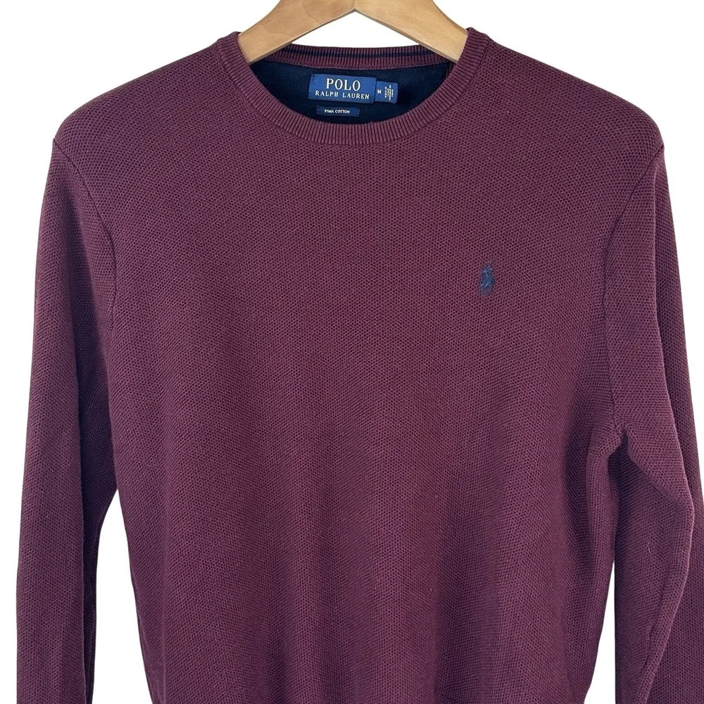 Polo Ralph Lauren Sweater Crewneck Pullover Pima Cotton Maroon Red Pony Mens M